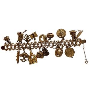 Monet 1960’S Gold Plate Bracelet 16 Charms 4 Sterling Silver Disney Cruise Ship